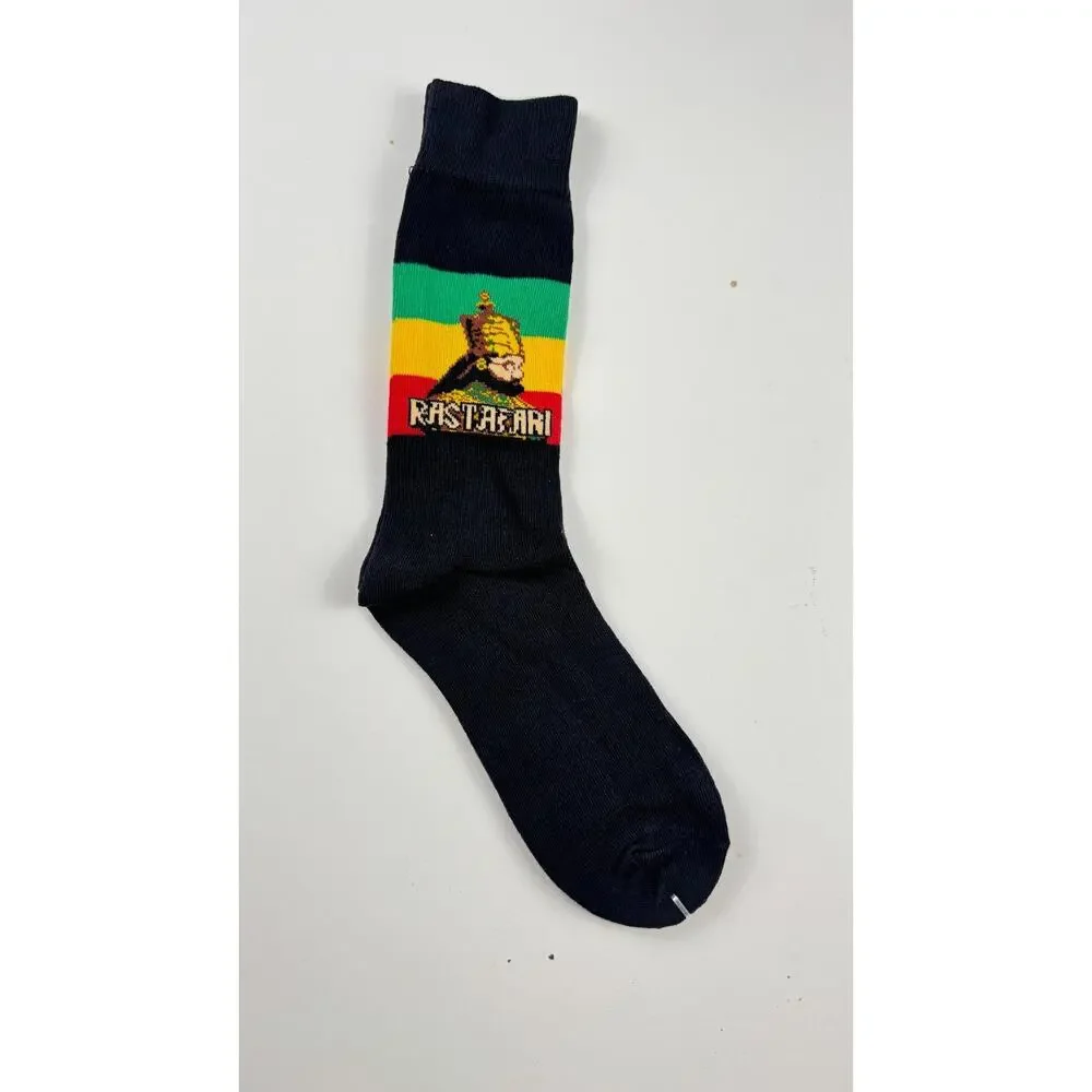 1 Pair Casual Crew Socks Rasta Colors Weed Leaf Ganja Hip Hop Rasta SZ 10-13